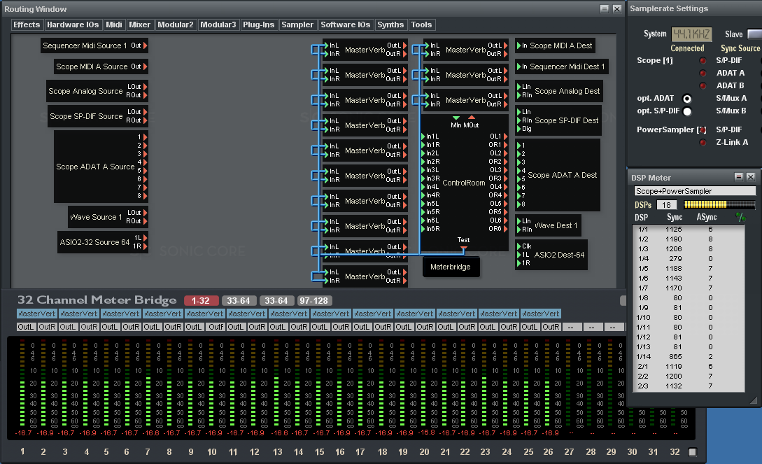 Scope Routing Window (MasterVerb test running)