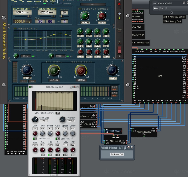 Phaser in the BC32 shell needs a mix to mono module post MB7 pre BC Shell (under the MultiMode delay) and it is the 1st AUX, then Delay then Bleedover, and further bleedover tricks are just the icing on the cake.