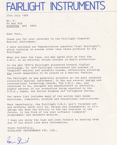 Fairlight Letter