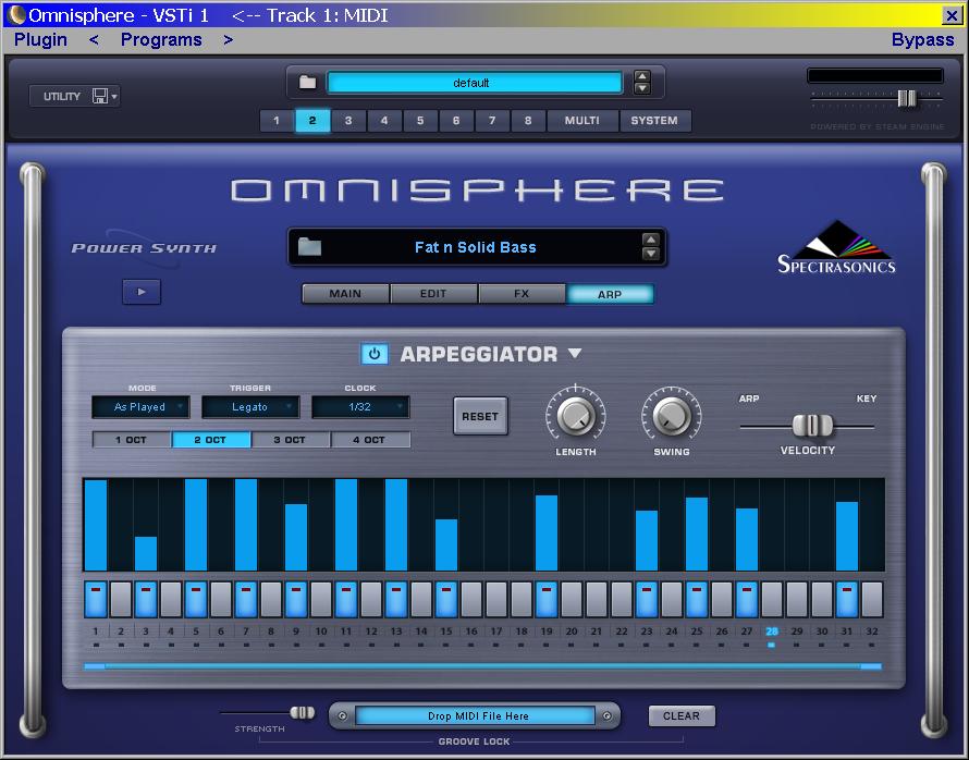 Omnisphere's step arpeggiator.  Can be replicated in Scope.