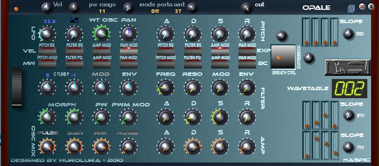 3rd Version of Opale synth.<br />Note the WaveTable selection on the right.
