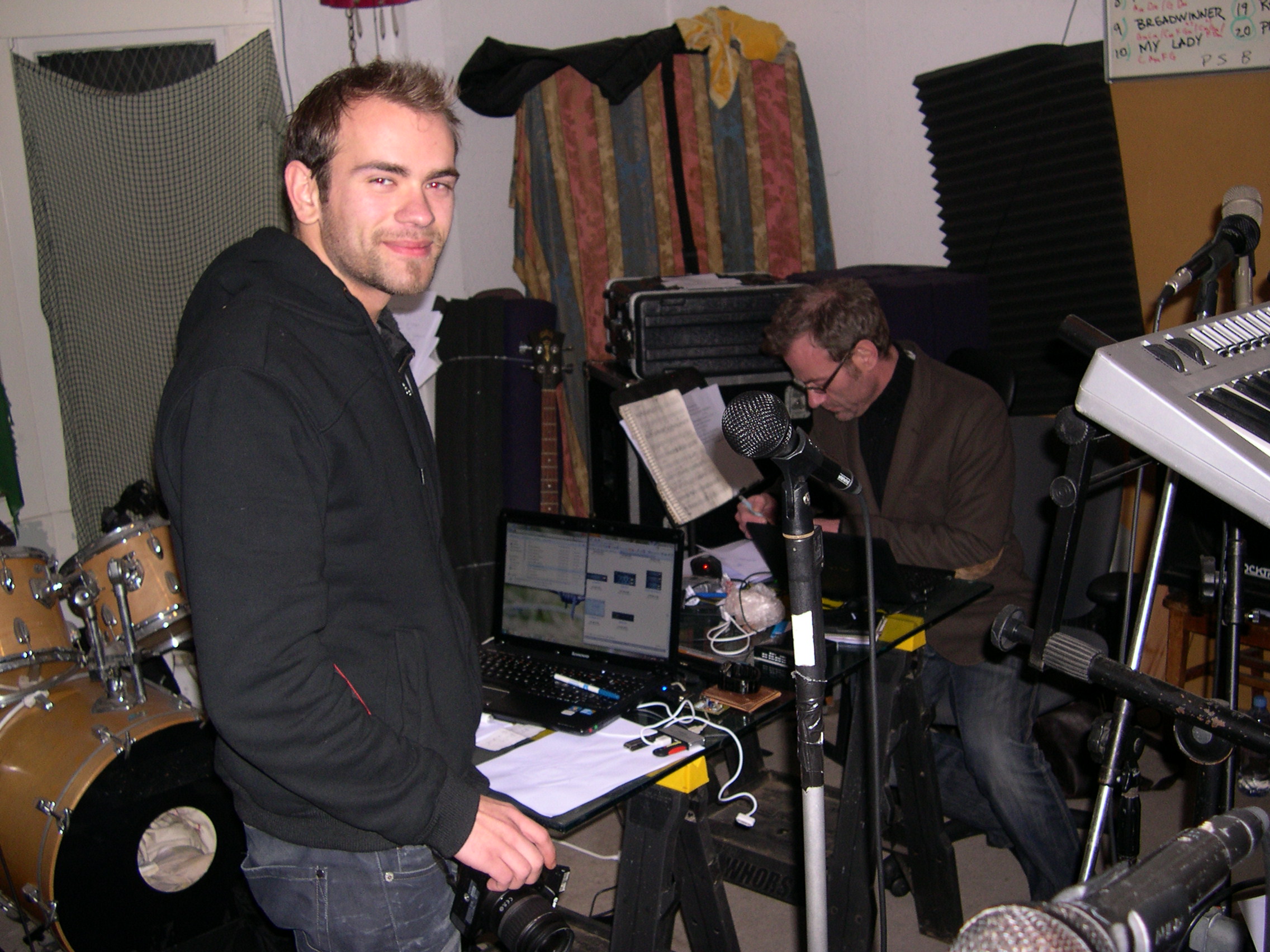 here is Holger and Alex working around the clock at NAMM, in a makeshift office in my studio. even literally working for days without sleep, it's not enough.