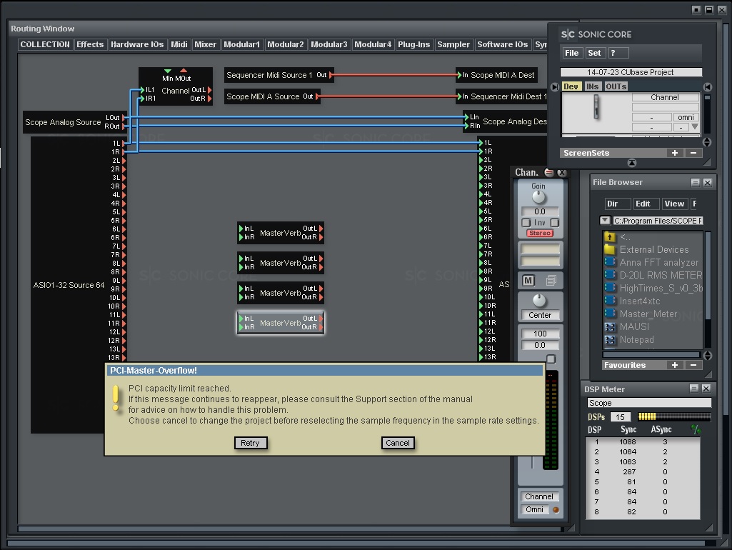 This is the problem, after 3-4 Masterverbs the PCI reach the limit!