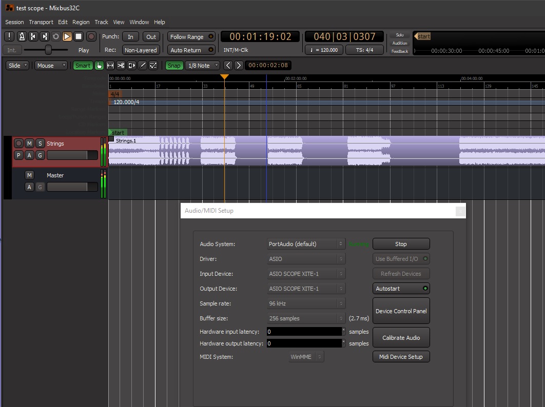 Mixbus 32C working with Scope