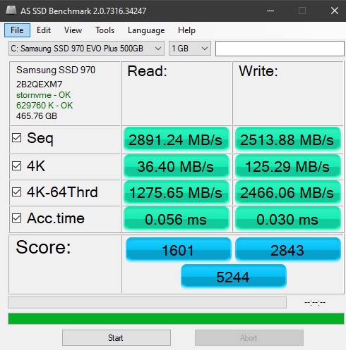 Samsung 970 EVO Speed Test