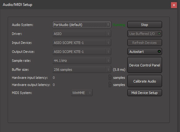 PortAudio-Scope-44-1Khz Started Up