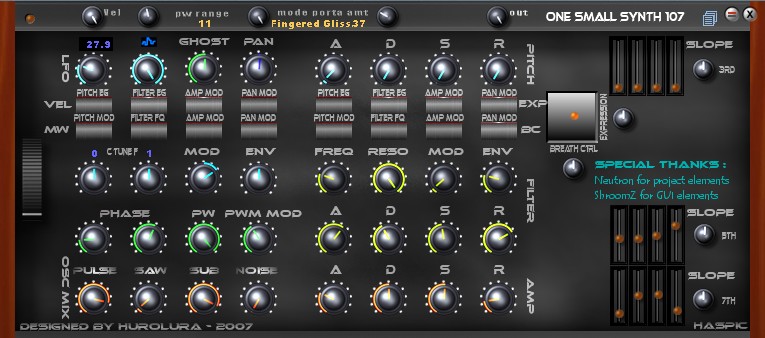 Synth Plug-in control surface view