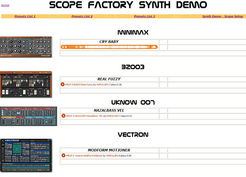 Scope Synths Preset Page Demo